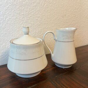 Crown Ming "Royal Palm" Pattern Cream & Sugar